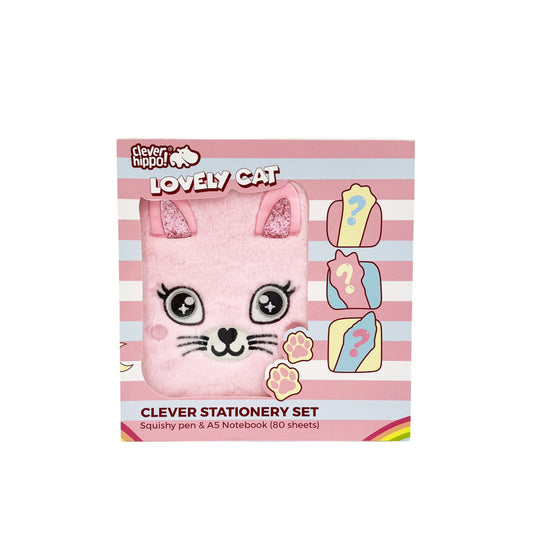 Bộ đồ dùng văn phòng phẩm - Lovely Cat Hồng CLEVERHIPPO NB1102